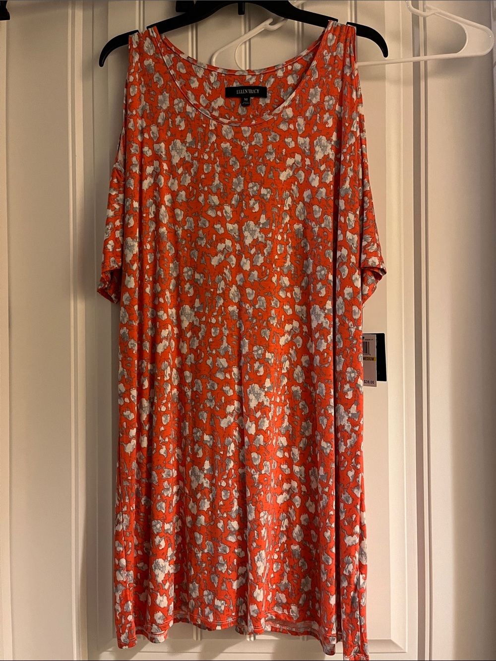 Ellen Tracy Orange and White Abstract Print Shift Nightdress